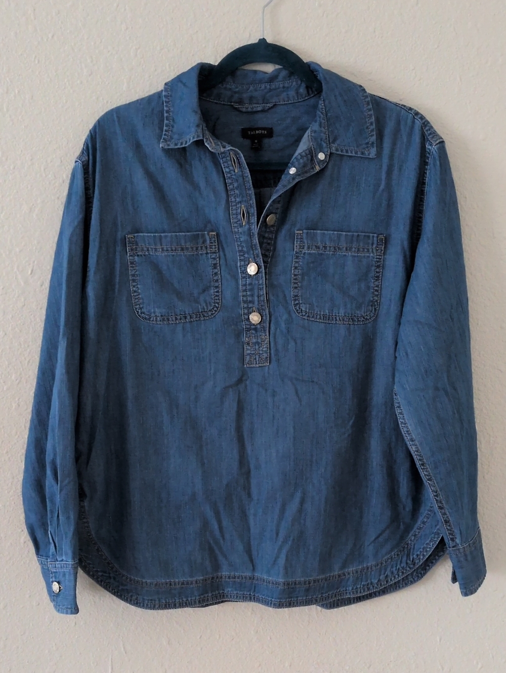Talbots Denim Chambray Pullover Blouse Size Medium